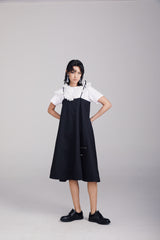 BLACK RUFFLE-TRIMMED GILLE DRESS