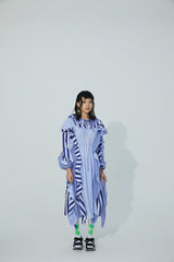 IRREGULAR BLUE RUFFLED DRESS