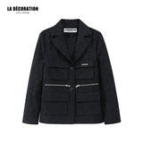 BLACK JACKET WITH MULTI POCKETS