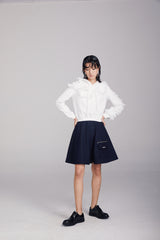 RUFFLE TRIMMED FLEECE HOODIE