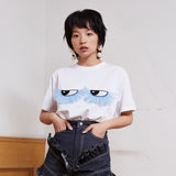 BLUE LACE EYELASHES T-SHIRT