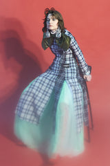 #PREORDER# BLUE TARTAN MESH DRESS