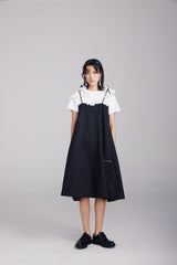 BLACK RUFFLE-TRIMMED GILLE DRESS