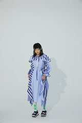 IRREGULAR BLUE RUFFLED DRESS