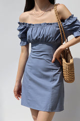 SQUARE NECK PUFF SLEEVE DRESS