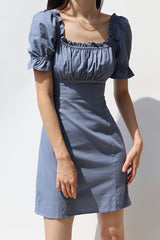 SQUARE NECK PUFF SLEEVE DRESS