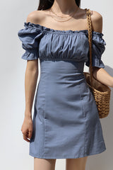 SQUARE NECK PUFF SLEEVE DRESS