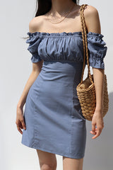 SQUARE NECK PUFF SLEEVE DRESS