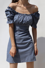 SQUARE NECK PUFF SLEEVE DRESS