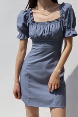 SQUARE NECK PUFF SLEEVE DRESS