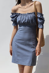 SQUARE NECK PUFF SLEEVE DRESS