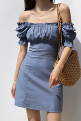 SQUARE NECK PUFF SLEEVE DRESS