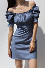 SQUARE NECK PUFF SLEEVE DRESS