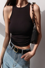 ROUND NECK PLEATED VEST ON BOTH SIDES (3 COLORS )