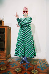 #PREORDER# GREEN MESH DRESS WITH RUFFLES