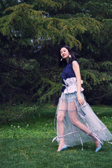 MESH SKIRT WITH RIBBON DECORATION FAIRY SKIRT