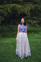 MESH SKIRT WITH RIBBON DECORATION FAIRY SKIRT