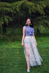 MESH SKIRT WITH RIBBON DECORATION FAIRY SKIRT