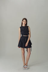 GIRLY DENIM SKIRT WITH RUFFLES ON ONE SIDE