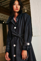 DENIM WINDBREAKER WITH WHITE THREAD DECORATIVE