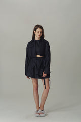 GIRLY DENIM SKIRT WITH RUFFLES ON ONE SIDE