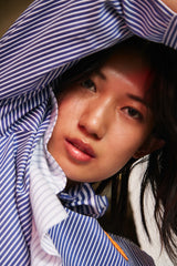 STRIPED SHIRT WITH RUFFLES ON CHEST