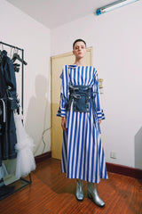 BLUE AND WHITE STRIPED DRESS