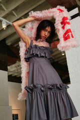 SLIP DRESS WITH FLOUNCES