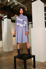 STRIPED SHIRT WITH RUFFLES ON CHEST