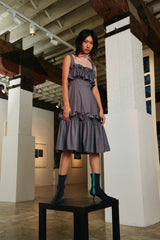 SLIP DRESS WITH FLOUNCES