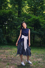 GRAY RUFFLED HIGH-WAIST FEMALE'S MID-LENGTH SKIRT