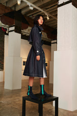 DENIM WINDBREAKER WITH WHITE THREAD DECORATIVE