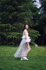 MESH SKIRT WITH RIBBON DECORATION FAIRY SKIRT