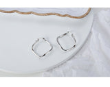 WHITE GOLD/ 18K GOLD CURVED SQUARE EARRINGS