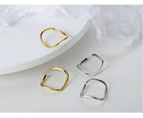 WHITE GOLD/ 18K GOLD CURVED SQUARE EARRINGS