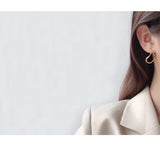 WHITE GOLD/ 18K GOLD CURVED SQUARE EARRINGS