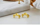 WHITE GOLD/ 18K GOLD CURVED CHIC EARRINGS