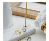 WHITE GOLD/ 18K GOLD CURVED CHIC EARRINGS