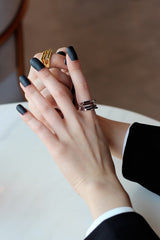 WHITE GOLD/ 18K GOLD MULTI-LAYERED RING