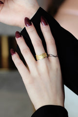 WHITE GOLD/ 18K GOLD MODERN RING