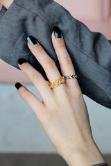 WHITE GOLD/ 18K GOLD CUTOUT RING