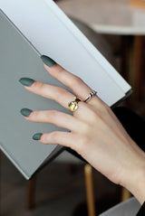 WHITE GOLD/ 18K GOLD LOTUS LEAF RING