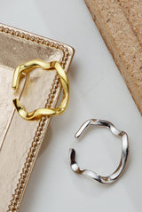 WHITE GOLD/ 18K GOLD CURVED RING