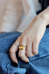 WHITE GOLD/ 18K GOLD LOTUS LEAF RING