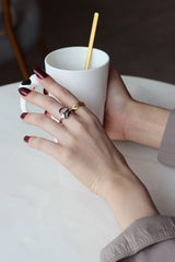 WHITE GOLD/ 18K GOLD CURVED RING