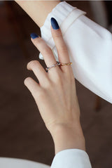 WHITE GOLD/ 18K GOLD HEXAGON RING