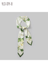 FLORAL PATTERNED LONG SATIN SCASRF HAIRBAND ( 18 COLORS )