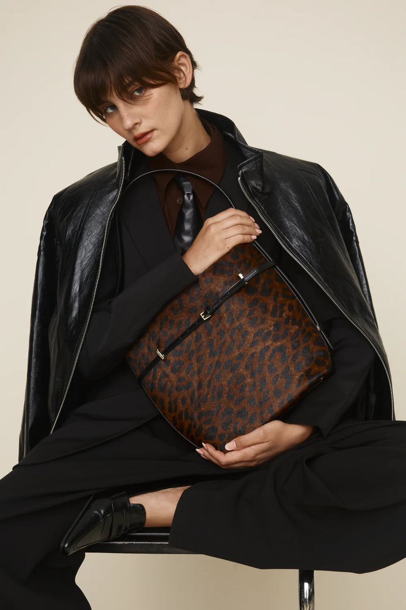 SMALL LEOPARD BELTED TOTE BAG