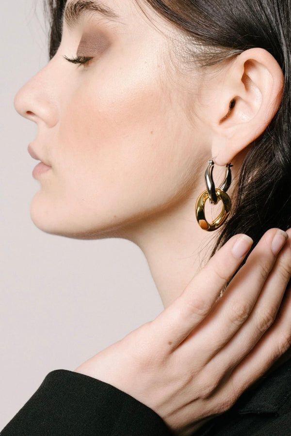 GOLD-SILVER MISMATCH EARRINGS