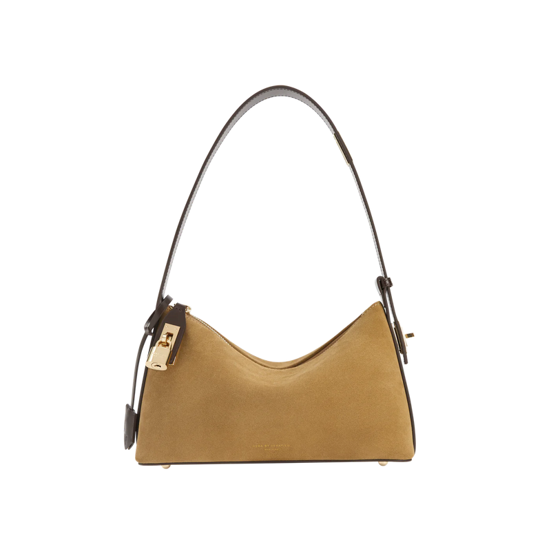 GOLD SUEDE HOBO BAG